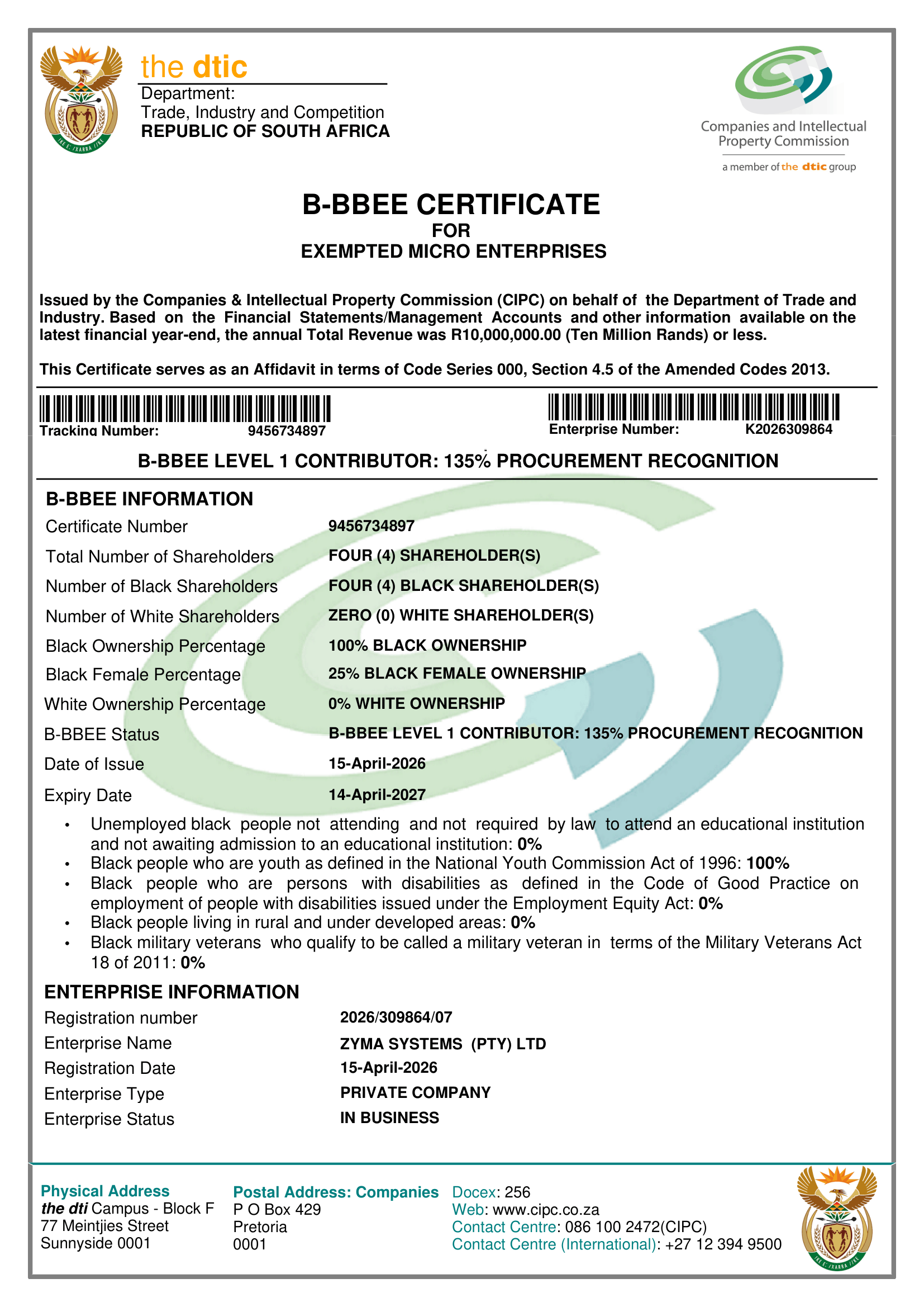 BEE Certificate